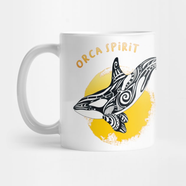 Orca Killer Whale Spirit Yellow Sun Tribal Tattoo Ink by Seven Sirens Studios